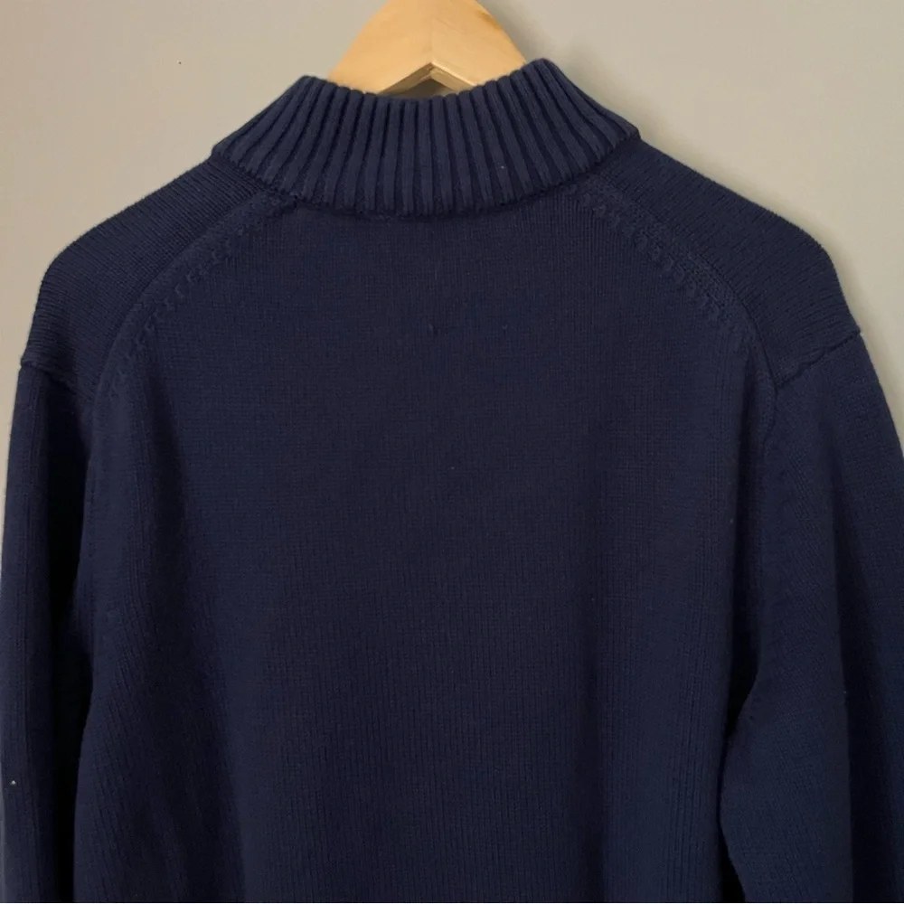 IZOD Navy Blue Fair Isle Quarter Zip Sweater Size Large